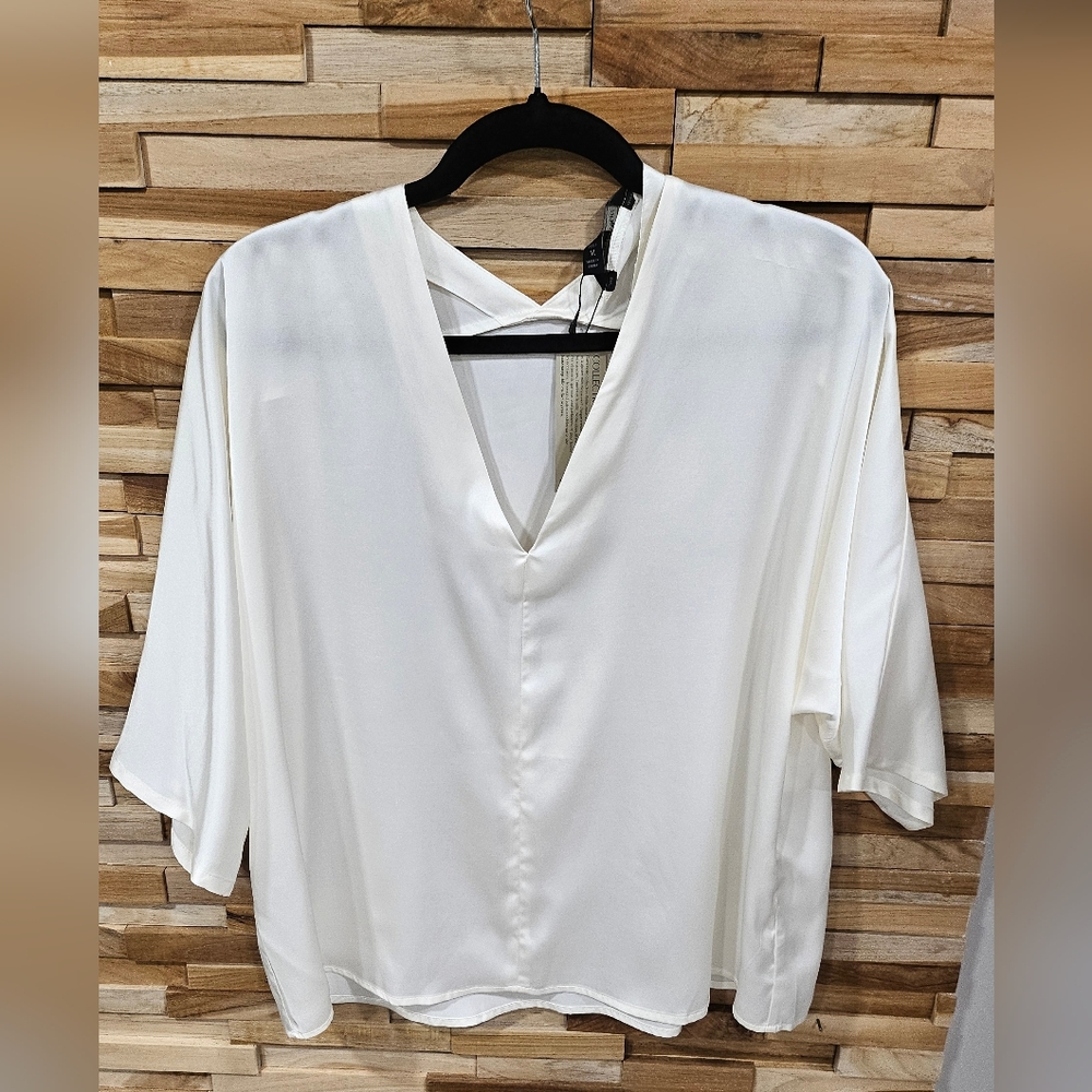 Banana Republic Cream V-Neck Draped Blouse